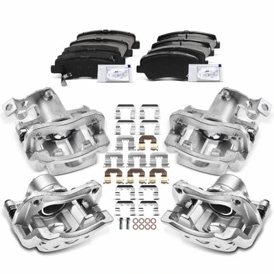12 Pcs Front & Rear Brake Calipers & Ceramic Brake Pads