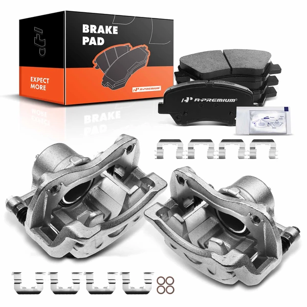 6-PC Brake Caliper + Brake Pad, Front Driver & Passenger, 1-Piston, A-Premium APBC3785