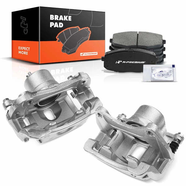 6-PC Brake Caliper + Brake Pad, Front Driver & Passenger, 1-Piston, A-Premium APBC3754