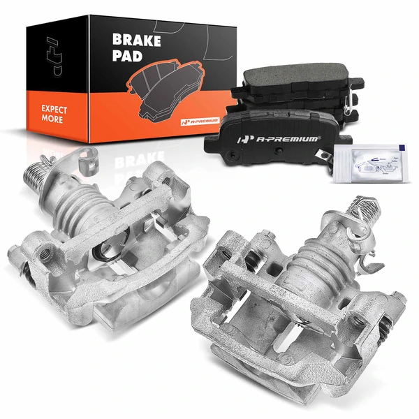 6-PC Brake Caliper + Brake Pad, Rear Driver & Passenger, 1-Piston, A-Premium APBC3666