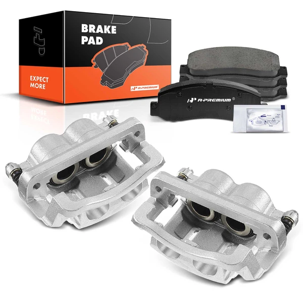 6-PC Brake Caliper + Brake Pad, Front Driver & Passenger, 2-Piston, A-Premium APBC3684