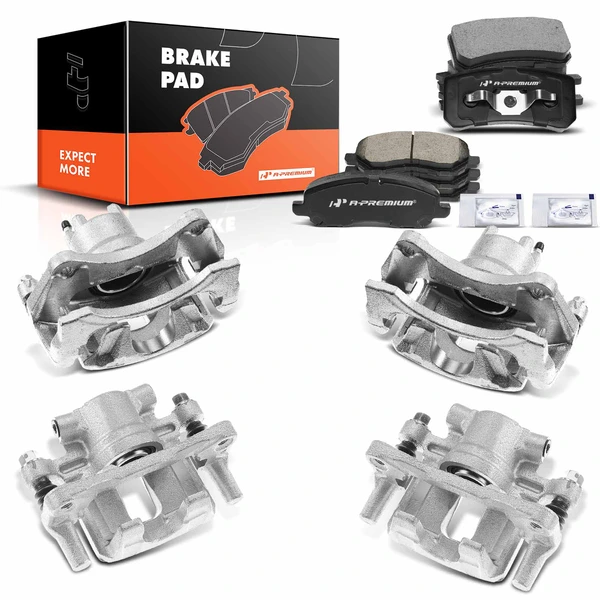 12-PC Brake Caliper + Brake Pad, Front & Rear, 1-Piston, A-Premium APBC3685