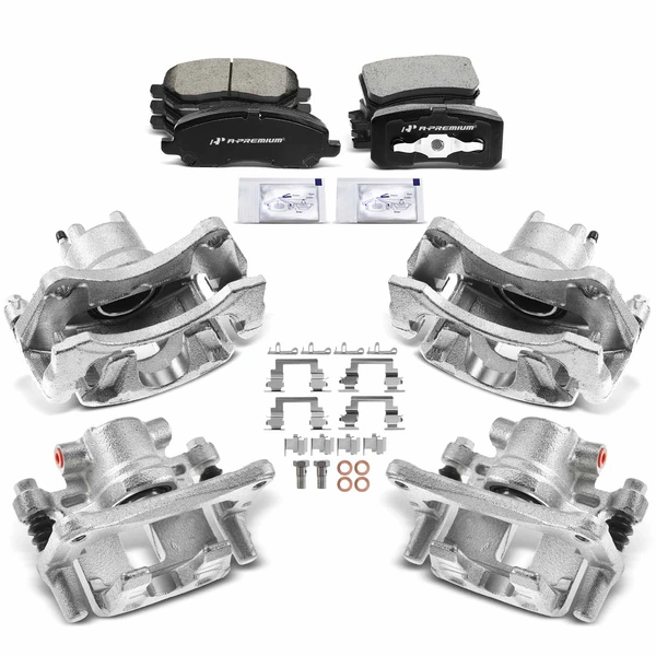 12-PC Brake Caliper + Brake Pad, Front & Rear, 1-Piston, A-Premium APBC3602