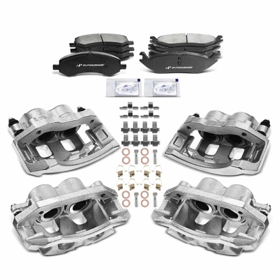 12 Pcs Front & Rear Brake Calipers & Ceramic Brake Pads