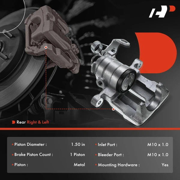 2-Pc Brake Caliper Rear Driver & Passenger 1-Piston A-Premium APBC0002