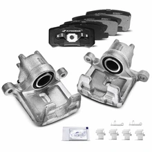 6 Pcs Rear Brake Calipers & Ceramic Brake Pads for 2001-2006 Mitsubishi Montero