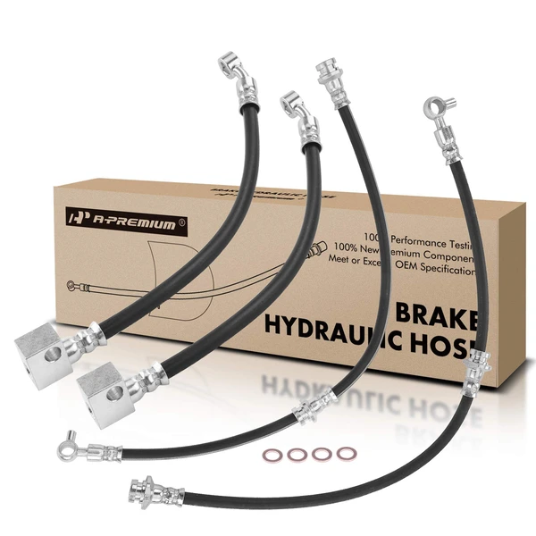 4 Pcs Front & Rear Brake Hydraulic Hose for INFINITI M45 2003-2004 4.5L with Bracket