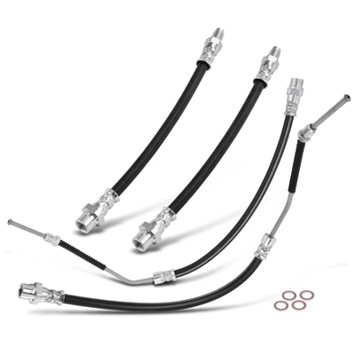 4 Pcs Rear Inner & Outer Brake Hydraulic Hose