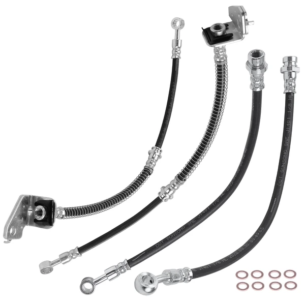 4 Pcs Front & Rear Brake Hydraulic Hose for Hyundai Tucson 2005-2008 Kia Sportage 2005-2010