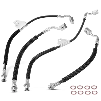 4 Pcs Front & Rear Brake Hydraulic Hose