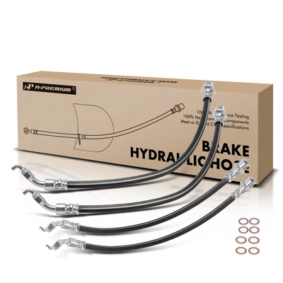 4 Pcs Front & Rear Brake Hydraulic Hose