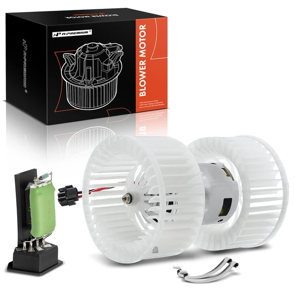 2 Pcs Front HVAC Blower Motor & Resistor Kit for BMW 323i 328i 1999 with Double Cages