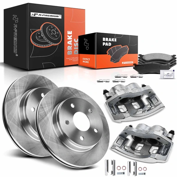 8 Pcs Front Disc Brake Rotors & Ceramic Brake Pads & Brake Calipers for Dodge Ram 1500 02-05 Durango