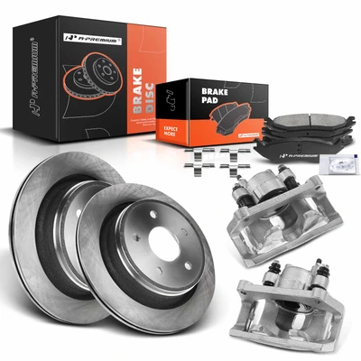 8 Pcs Rear Disc Brake Rotors & Ceramic Brake Pads & Brake Calipers