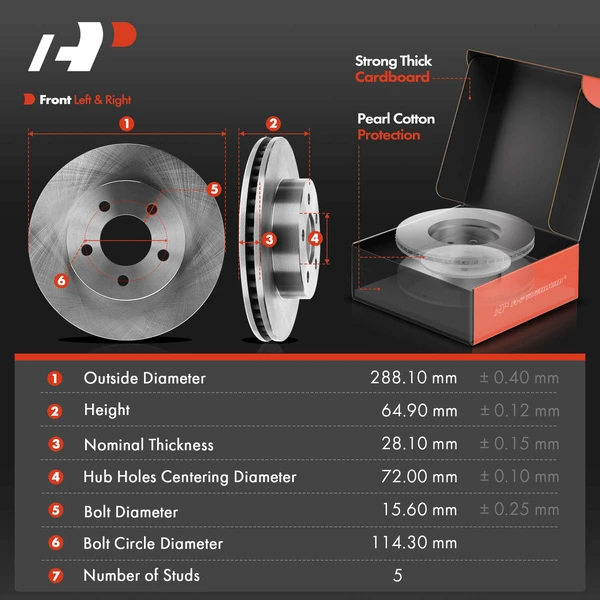 8 Pcs Front Disc Brake Rotors & Ceramic Brake Pads & Hub Bearings for Jeep Liberty 02-05 288mm
