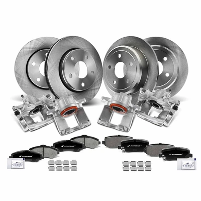 16 Pcs Front & Rear Disc Brake Rotors & Ceramic Brake Pads & Brake Calipers