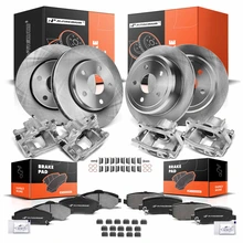 16 Pcs Front & Rear Disc Brake Rotors & Ceramic Brake Pads & Brake Calipers for Jeep Wrangler 07-12