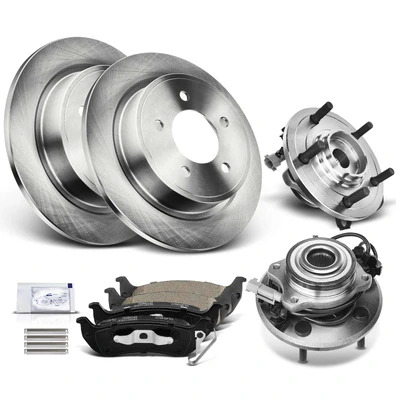 8 Pcs Rear Disc Brake Rotors & Ceramic Brake Pads & Hub Bearings