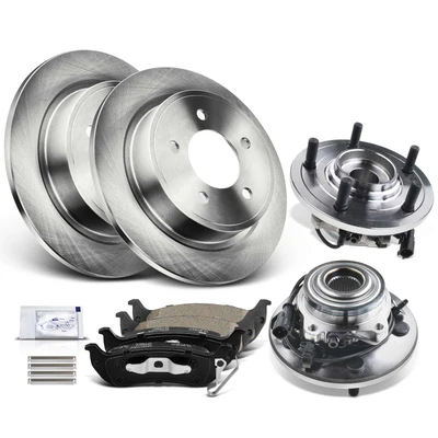 8 Pcs Rear Disc Brake Rotors & Ceramic Brake Pads & Hub Bearings