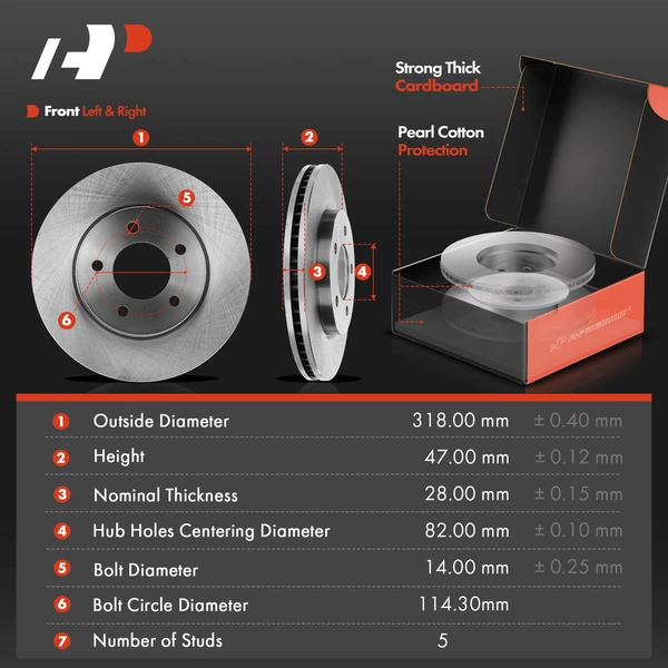 8 Pcs Front Disc Brake Rotors & Ceramic Brake Pads & Hub Bearings for Chrysler Pacifica 2004-2006