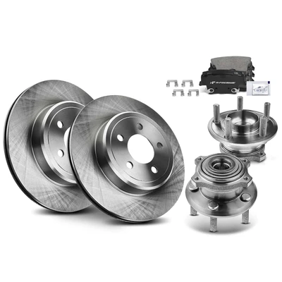 8 Pcs Rear Disc Brake Rotors & Ceramic Brake Pads & Hub Bearings