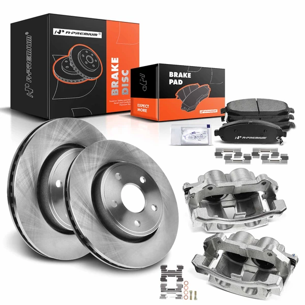 8 Pcs Front Disc Brake Rotors & Ceramic Brake Pads & Brake Calipers for Jeep Grand Cherokee 05-10