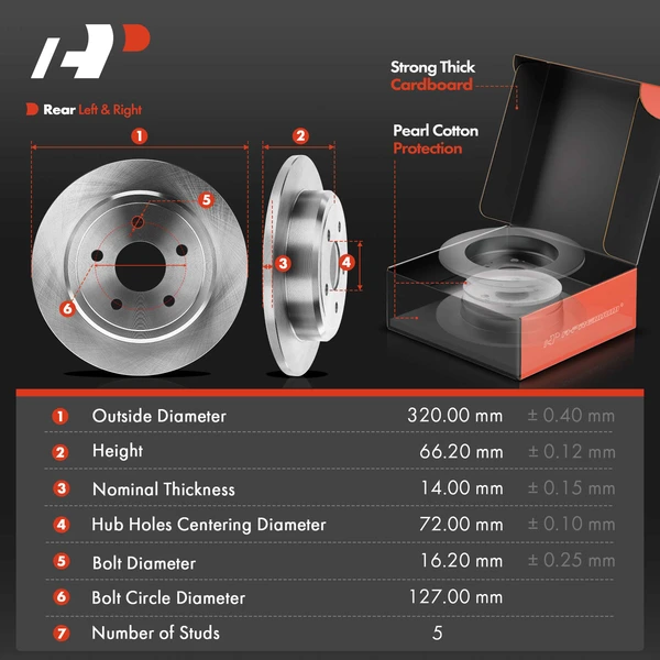 8 Pcs Rear Disc Brake Rotors & Ceramic Brake Pads & Hub Bearings for Jeep Grand Cherokee 05-10