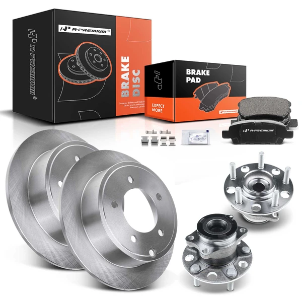 8 Pcs Rear Disc Brake Rotors & Ceramic Brake Pads & Hub Bearings for Jeep Compass Patriot Dodge