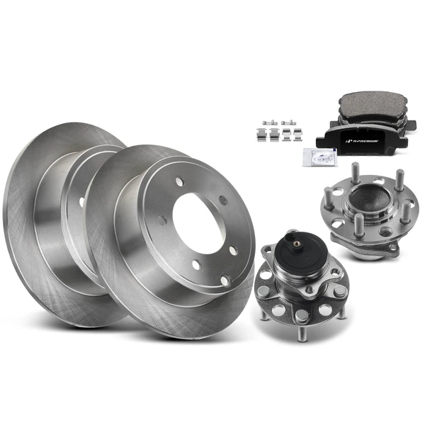 8 Pcs Rear Disc Brake Rotors & Ceramic Brake Pads & Hub Bearings for 2007-2012 Dodge Caliber