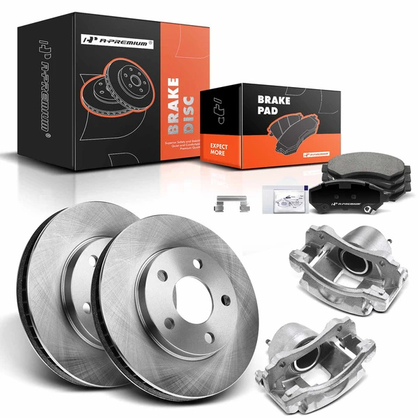 8 Pcs Front Disc Brake Rotors & Ceramic Brake Pads & Brake Calipers for 1997-2005 Chevrolet Venture