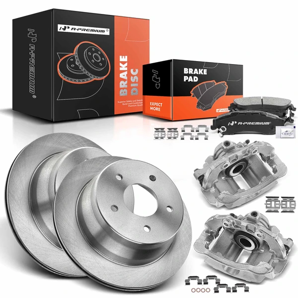 8 Pcs Rear Disc Brake Rotors & Ceramic Brake Pads & Brake Calipers for Chevy Blazer 98-05 S10