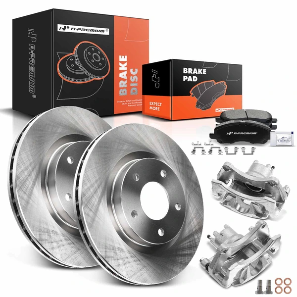 8 Pcs Front Disc Brake Rotors & Ceramic Brake Pads & Brake Calipers for 2007-2012 Dodge Caliber