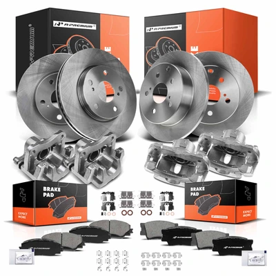 16 Pcs Front & Rear Disc Brake Rotors & Ceramic Brake Pads & Brake Calipers