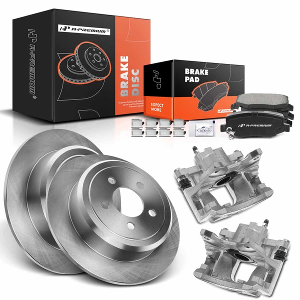 8 Pcs Rear Disc Brake Rotors & Ceramic Brake Pads & Brake Calipers for Dodge Nitro 2007-2011 Jeep