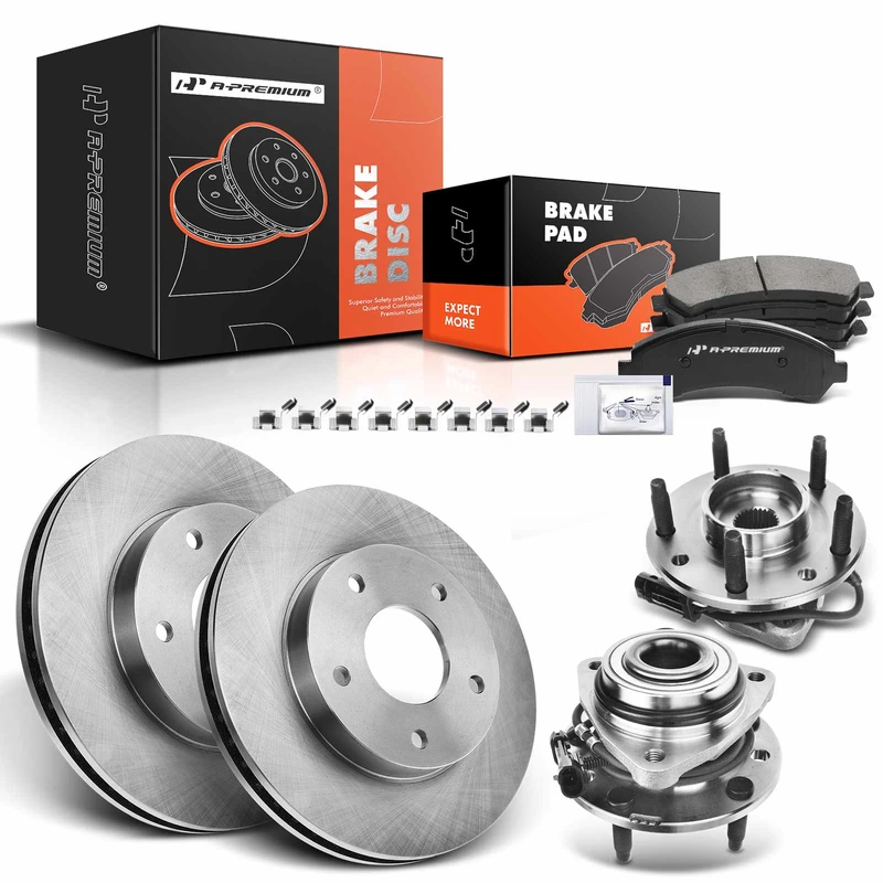 8 Pcs Front Disc Brake Rotors & Ceramic Brake Pads & Hub Bearings for Chevrolet Blazer S10 GMC 98-05