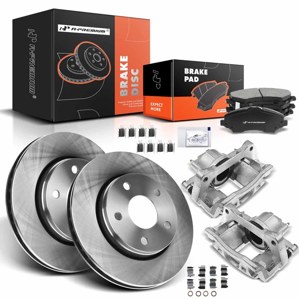 8 Pcs Front Disc Brake Rotors & Ceramic Brake Pads & Brake Calipers for Jeep Wrangler 2007-2012