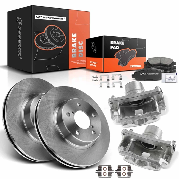 8 Pcs Front Disc Brake Rotors & Ceramic Brake Pads & Brake Calipers for Subaru Impreza 1997-2001