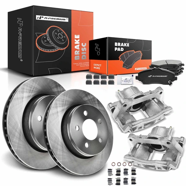 8 Pcs Front Disc Brake Rotors & Ceramic Brake Pads & Brake Calipers for 2007-2011 Dodge Nitro
