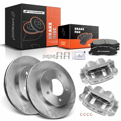 8 Pcs Front Disc Brake Rotors & Ceramic Brake Pads & Brake Calipers