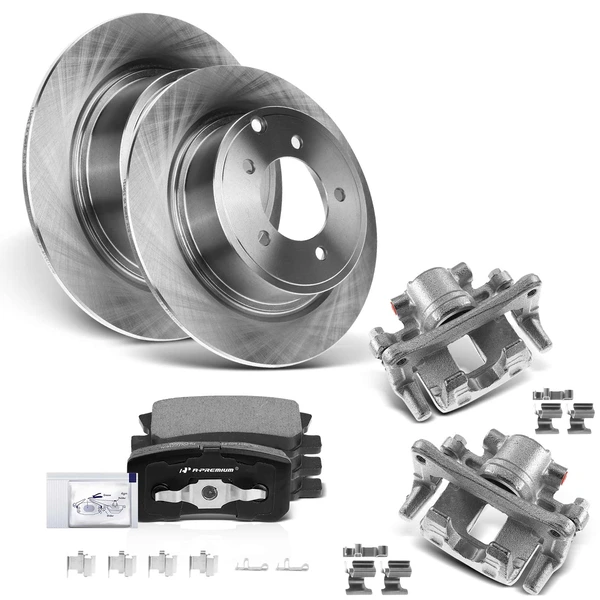 8 Pcs Rear Disc Brake Rotors & Ceramic Brake Pads & Brake Calipers for Chrysler Sebring Jeep Patriot