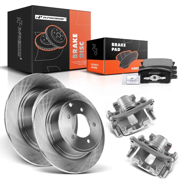 8 Pcs Rear Disc Brake Rotors & Ceramic Brake Pads & Brake Calipers for Chrysler Sebring Jeep Patriot