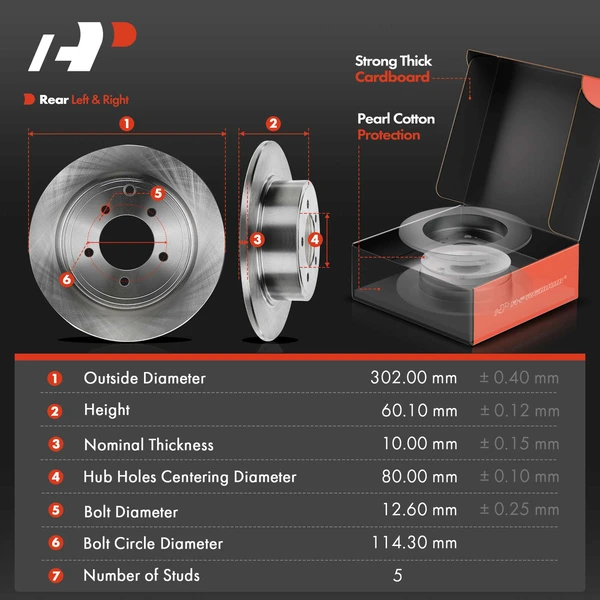 8 Pcs Rear Disc Brake Rotors & Ceramic Brake Pads & Hub Bearings for Mitsubishi Lancer GTS 08-09