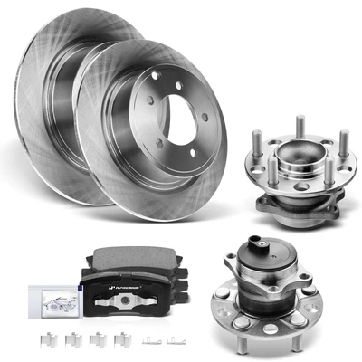 8 Pcs Rear Disc Brake Rotors & Ceramic Brake Pads & Hub Bearings