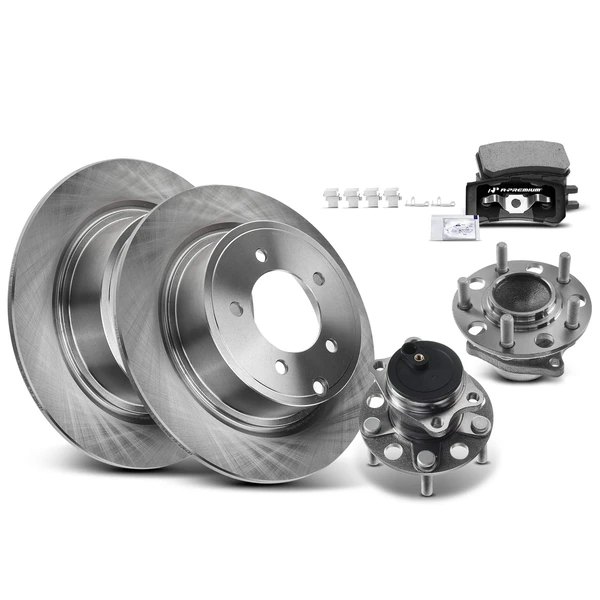 8 Pcs Rear Disc Brake Rotors & Ceramic Brake Pads & Hub Bearings for Dodge Caliber Jeep Chrysler