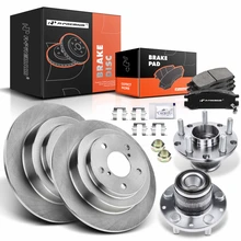 8 Pcs Rear Disc Brake Rotors & Ceramic Brake Pads & Hub Bearings for 1990-1996 Subaru Legacy
