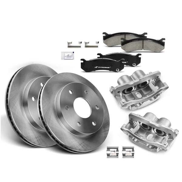 8 Pcs Front Disc Brake Rotors & Ceramic Brake Pads & Brake Calipers for Chevy GMC Silverado Express