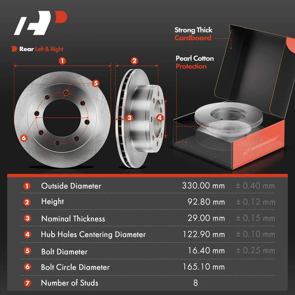 8 Pcs Rear Disc Brake Rotors & Ceramic Brake Pads & Brake Calipers for Chevy Silverado 2500