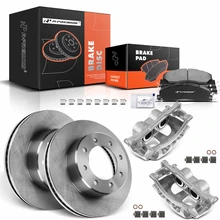 8 Pcs Front Disc Brake Rotors & Ceramic Brake Pads & Brake Calipers for 2016-2018 Ram 3500