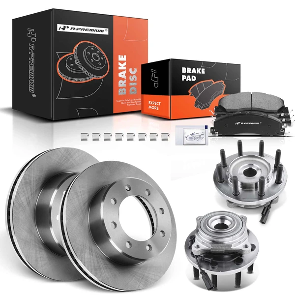 8 Pcs Front Disc Brake Rotor & Pads + Hub Bearing for Dodge Ram 2500 09-11 4WD