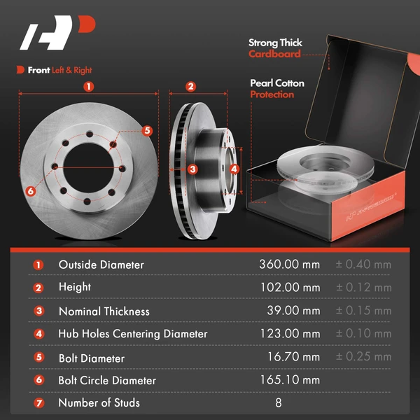 8 Pcs Front Disc Brake Rotor & Pads + Hub Bearing for Dodge Ram 2500 09-11 4WD